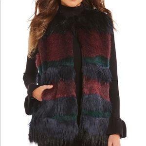Gianni Bini Faux Fur Anna Vest Color Block NWT